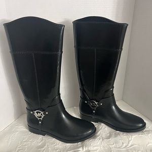 Michael Kors Fulton Harness Tall Rain Boot Black Size 8